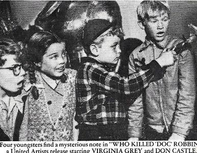 Dale Belding, Eilene Janssen, Peter Miles, and Larry Olsen in Who Killed 'Doc' Robbin? (1948)