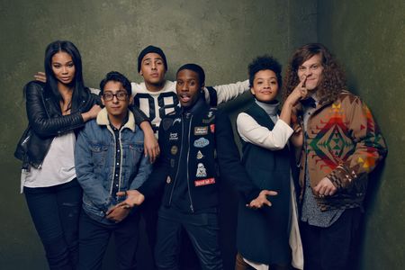 Tony Revolori, Quincy Brown, Blake Anderson, Chanel Iman, Kiersey Clemons, and Shameik Moore at an event for Dope (2015)