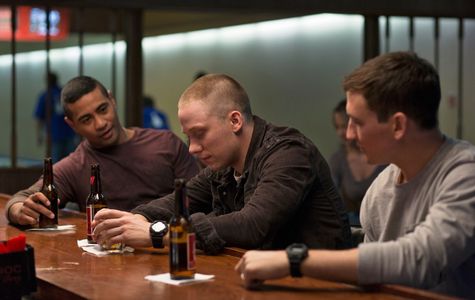 Miles Teller, Joe Cole, and Beulah Koale in Thank You for Your Service (2017)