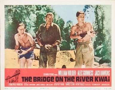 William Holden, Jack Hawkins, and Geoffrey Horne in The Bridge on the River Kwai (1957)