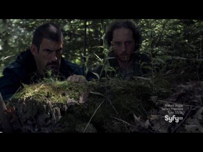 Heavy (Robert Maillet) and Sinister Man (Kyle Mitchell), lurking outside of Audrey's door. Haven TV Show - 2013 Episode 