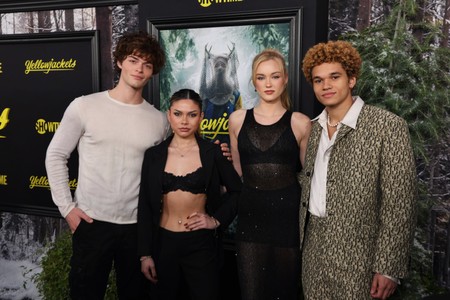Tyler Lawrence Gray, Armani Jackson, Bella Shepard, and Chloe Rose Robertson at an event for Yellowjackets (2021)