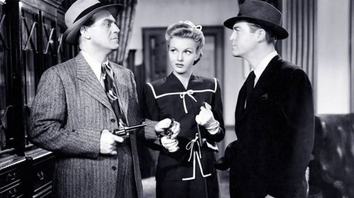 Richard Lane, Lynn Merrick, and Chester Morris in Boston Blackie Booked on Suspicion (1945)