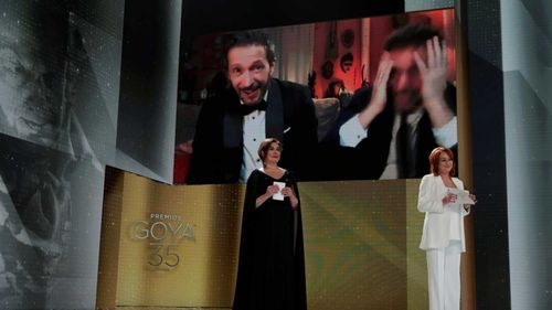 Salvador Calvo, Chus Gutiérrez, and Gracia Querejeta in Premios Goya 35 edición (2021)