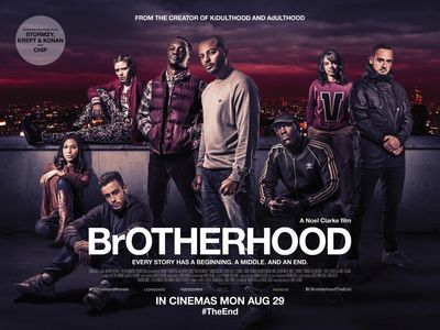 Noel Clarke, Arnold Oceng, Red Madrell, Shanika Warren-Markland, Jason Maza, Fady Elsayed, and Stormzy in Brotherhood (2