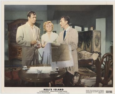 Arnold Moss, Mary Murphy, and John Payne in Hell's Island (1955)