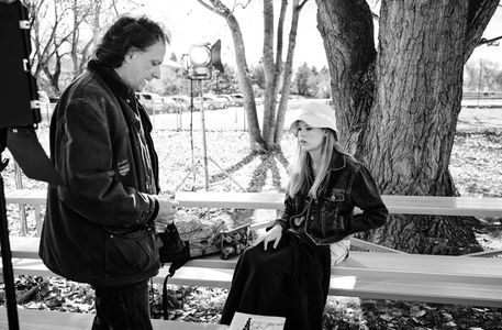 Katie with director, Charles Dye, on the set of Two Secrets.