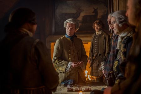 Julian Wadham, Sam Heughan, and Andrew Gower in Outlander (2014)