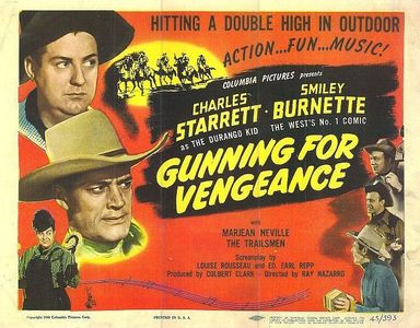 Curt Barrett, Smiley Burnette, Slim Duncan, Stanley Ellison, Charles Starrett, and The Trailsmen in Gunning for Vengeanc