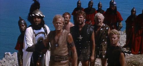 Richard Widmark, Colin Blakely, Lionel Jeffries, Edward Judd, David Lodge, and Russ Tamblyn in The Long Ships (1964)