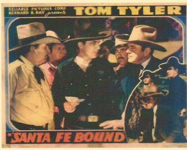 Ed Cassidy, Richard Cramer, Earl Dwire, Jeanne Martel, Tom Tyler, Slim Whitaker, and Jack Hendricks in Santa Fe Bound (1