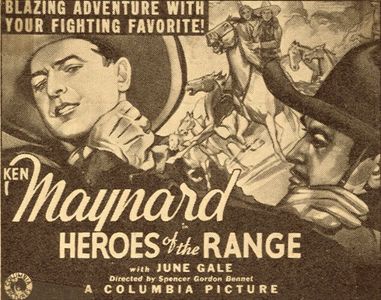 June Gale, Ken Maynard, Harry Woods, and Tarzan in Heroes of the Range (1936)