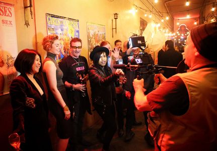 Sean Sprawling giving an interview to Girls & Corpses at Opening Night of Shriekfest Horror Film Festival 2016.