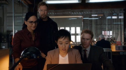 Still of Kris Holden-Ried, Archie Panjabi, Mark Rendall and Cihang Ma in Departure and Stowaway