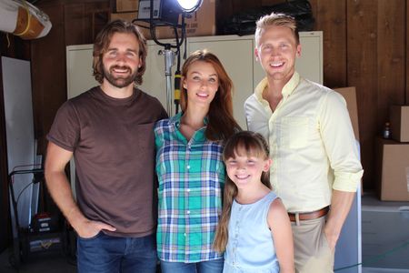 Lauren on set for Blood Relatives with her fake family...amazing actors, Jessica Vargas (center), Jon Walburg (right), a