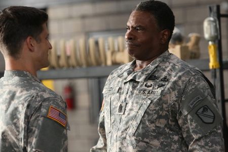 Keith David and Parker Young in Enlisted (2014)