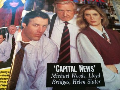 Helen Slater, Lloyd Bridges, and Michael Woods in Capital News (1990)
