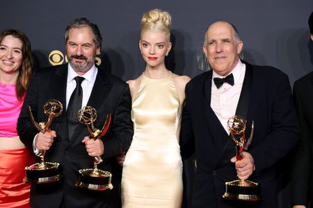 Scott Frank, William Horberg, Marielle Heller, and Anya Taylor-Joy at an event for The 73rd Primetime Emmy Awards (2021)