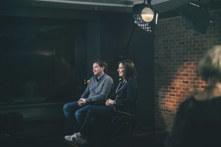 Kathleen Kennedy and Gareth Edwards at an event for Rogue One: A Star Wars Story (2016)