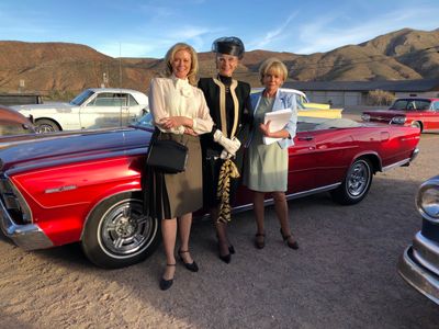 Paul's Promise Linda Purl and Nancy Stafford in front of the Babemobile!
