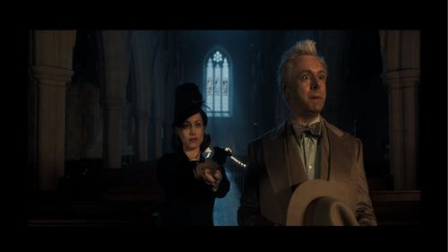 Michael Sheen and Niamh Walsh in Good Omens (2019)