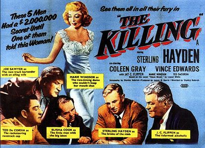 Sterling Hayden, Elisha Cook Jr., Ted de Corsia, Jay C. Flippen, Joe Sawyer, and Marie Windsor in The Killing (1956)