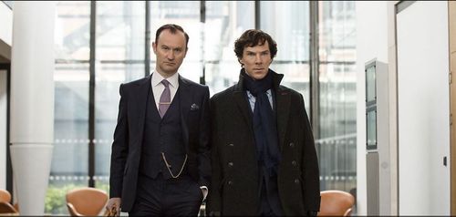 Mark Gatiss and Benedict Cumberbatch in Sherlock (2010)