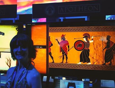 Visiting the APOTHEON demo at E3, June 14, 2014. Kahler provides the voice of Athena in this ARPG platformer from indie 