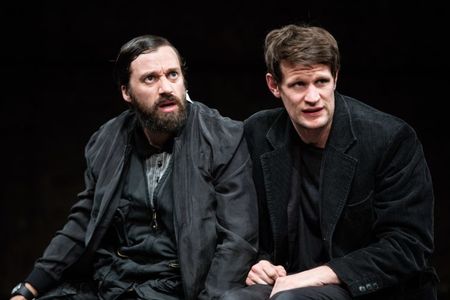 Richard Pyros and Matt Smith in 'Unreachable', Royal Court Theatre, London.