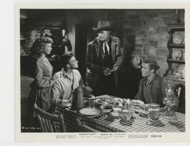 Randolph Scott, John Archer, Jerome Courtland, and Allene Roberts in Santa Fe (1951)