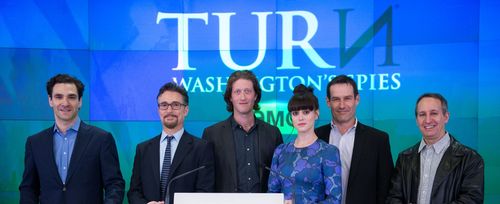 Michael Taylor, Ian Kahn, Heather Lind, Samuel Roukin, Barry Josephson and Alexander Rose of AMC's TURN: Washington's Sp