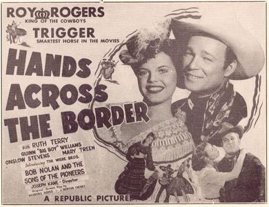 Roy Rogers, Janet Martin, Ruth Terry, Guinn 'Big Boy' Williams, and Trigger in Hands Across the Border (1944)