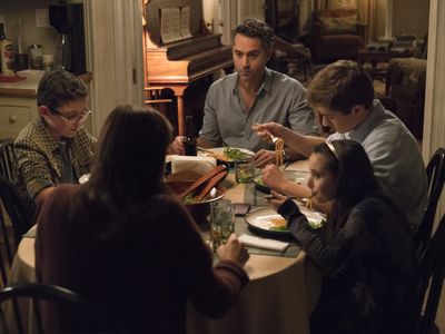 Maura Tierney, Omar Metwally, Jake Siciliano, Jadon Sand, and Abigail Dylan Harrison in The Affair (2014)