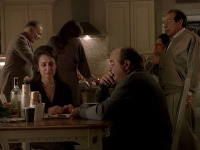 Dan Grimaldi, Phyllis Kay, Arthur J. Nascarella, Dennis Paladino, Jamie-Lynn Sigler, and Aida Turturro in The Sopranos (