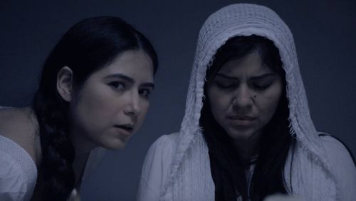 Still of Patricia Olvera and Greta Quispe in Necromancer (2015)