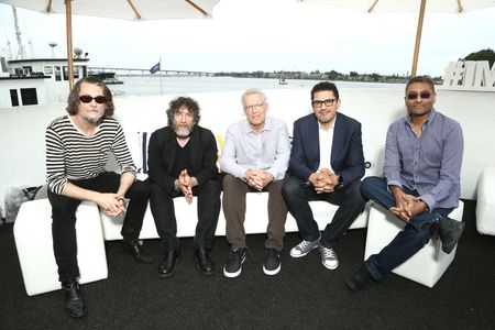 Carlton Cuse, Ben Edlund, Neil Gaiman, Naren Shankar, Sam Esmail, and Graham Roland at an event for IMDb at San Diego Co