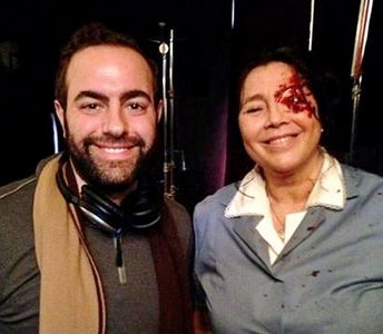 Writer Adam Aresty and actress Cecilia Pillado (Character Flora) on the set of STUNG