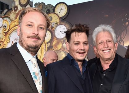 Johnny Depp, Joe Roth, and James Bobin at an event for Alice Through the Looking Glass (2016)