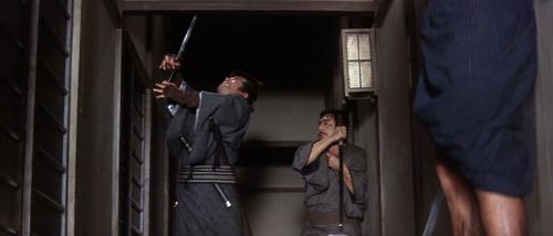 Takao Itô, Shintarô Katsu, and Kôjirô Kusanagi in Zatoichi Challenged (1967)