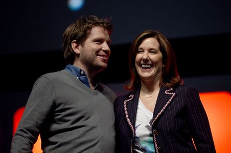 Kathleen Kennedy and Gareth Edwards at an event for Rogue One: A Star Wars Story (2016)