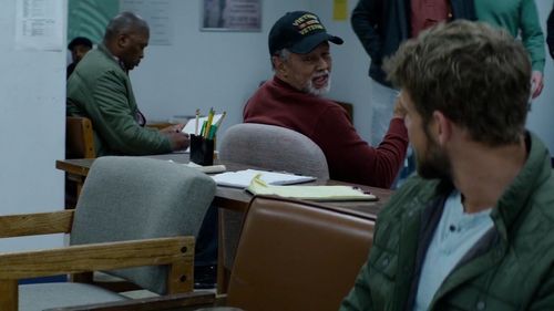 Jean Glaudé as Vietnam vet talking with Max Theriot as Clay Spencer in Seal Team - Season 2, episode 19 - Medicate and I