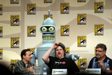 Billy West, John Di Maggio, and Maurice LaMarche at the Futurama panel, Comic-Con 2008