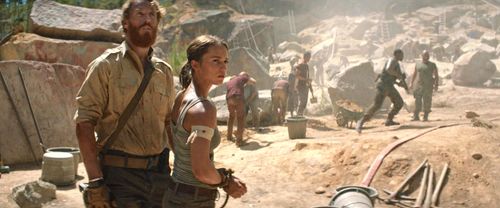 Alicia Vikander and Milton Schorr in Tomb Raider (2018)