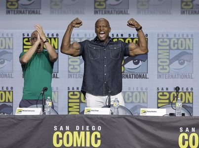 Terry Crews and Michael E. Satrazemis at an event for Tales of the Walking Dead (2022)