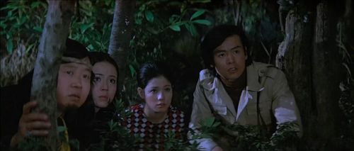 Yuriko Hishimi, Hiroshi Ishikawa, Minoru Takashima, and Tomoko Umeda in Godzilla vs. Gigan (1972)