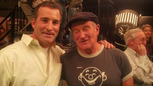 David with Robin Williams on set of THE ANGRIEST MAN IN BROOKLYN. David was Robin's stunt double for the film.