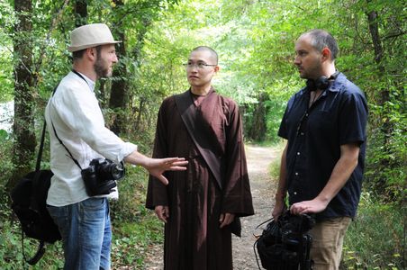 Marc J Francis (left) & Max Pugh (right) on location in Plum Village Monastery France