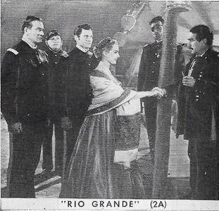 Maureen O'Hara, John Wayne, Victor McLaglen, J. Carrol Naish, Peter Ortiz, and Chuck Roberson in Rio Grande (1950)