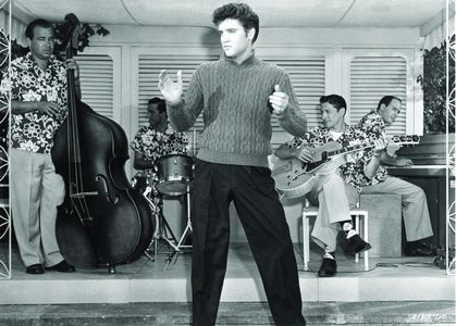 Elvis Presley, Mike Stoller, Bill Black, D.J. Fontana, and Scotty Moore in Jailhouse Rock (1957)