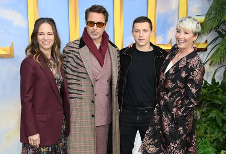 Robert Downey Jr., Emma Thompson, Susan Downey, and Tom Holland at an event for Dolittle (2020)